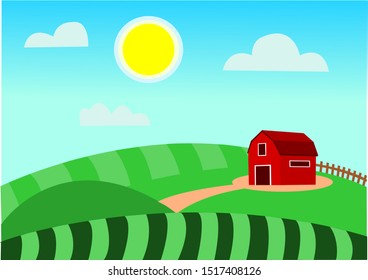 farm sunny day vector wallpaper