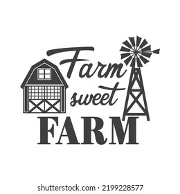 Farm sweet Farm farmhouse quotes. Isolated on white background. Farm Life sign. Southern vector quotes. Farmhouse Saying.