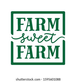 Farm sweet farm hand drawn typography. Handmade design element for prints posters wood painted signs. Vector illustration.