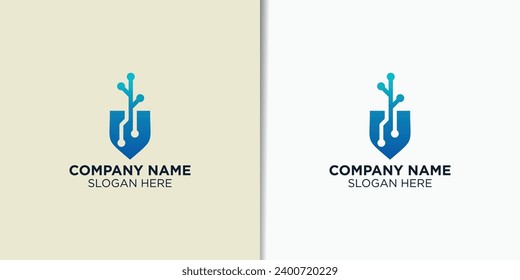 farm and technology logo concept design vector