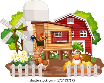 Farm theme background with farm animals  illustration