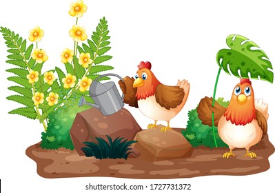 Fondo del tema de la granja con ilustración de animales de granja