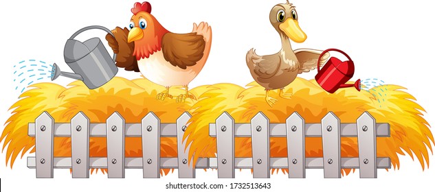 Farm theme background with farm animals  illustration