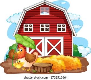 Farm theme background with farm animals  illustration
