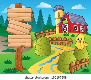Farm theme with red barn 1 - eps10 vector illustration.