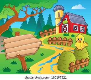 Farm theme with red barn 3 - eps10 vector illustration.