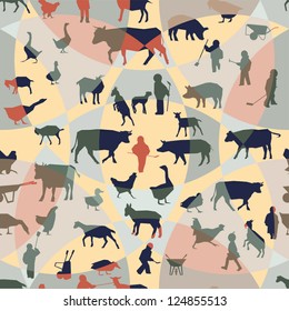 Farm theme seamless pattern