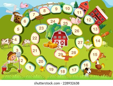 Farm themed board game with numbers