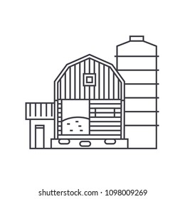 Farm thin line icon concept. Farm linear vector sign, symbol, illustration.