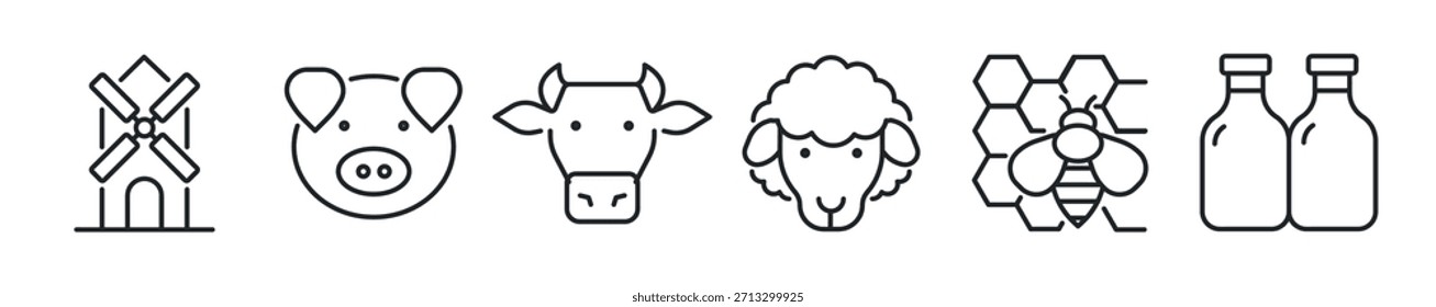 Farm thin line icon set. Web minimal icons