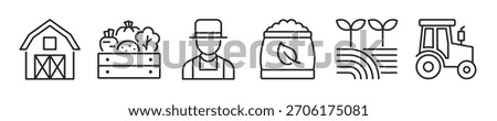 Farm thin line icon set. Web minimal icons