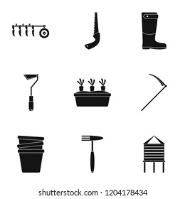 Farm tool icon set. Simple set of 9 farm tool vector icons for web design on white background