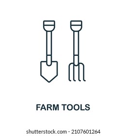 Farm Tools icon. Line element from farming collection. Linear Farm Tools icon sign for web design, infographics and more.