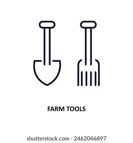 icono de esquema de farm tools. Ícono de línea delgada de la agricultura y la colección de jardinería. Vector editable aislado sobre fondo blanco