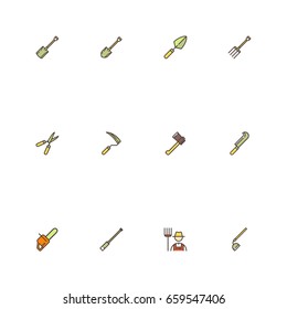 farm tools set icon 