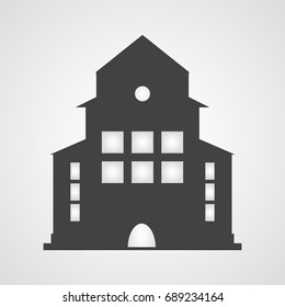 Farm, town or church building vector icon