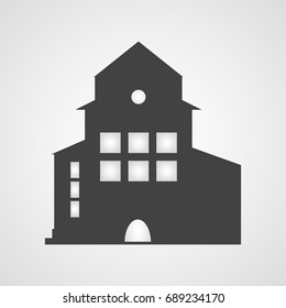 Farm, town or church building vector icon