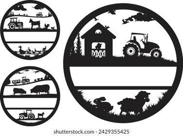 farm tractor animal Name Signs DXF Files, farm name frame, CNC Ready, welcome sign, porch sign, farmhouse sign, welcome
 svg