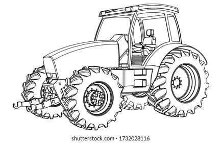 Farm Tractor Concept Outline Machines Farm Stock Vector (royalty Free 