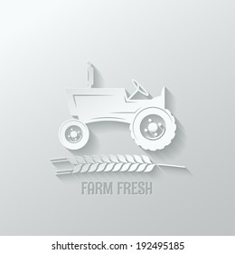 farm tractor cut paper design background