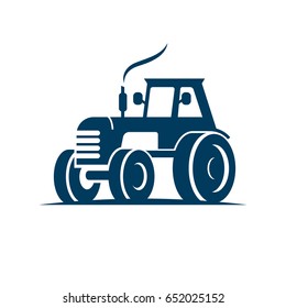 farm tractor emblem icon logo isolated on white