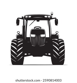 Farm Tractor front view silhouette vector illustration