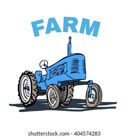 Farm Tractor Grunge Illustration T-shirt Print Design Vector illustration