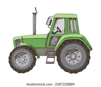 Farm tractor hand drawn vector illustration