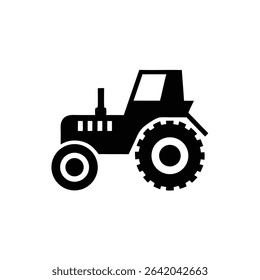 Farm Tractor Icon Agriculture Machinery Silhouette Symbol on white background