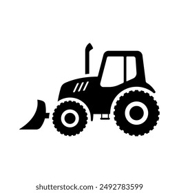 Farm tractor icon. Black silhouette. Side view. Vector simple flat graphic illustration. Isolated object on a white background. Isolate.