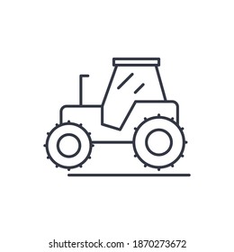 Farm tractor icon, linear isolated illustration, thin line vector, web design sign, outline concept symbol with editable stroke on white background.