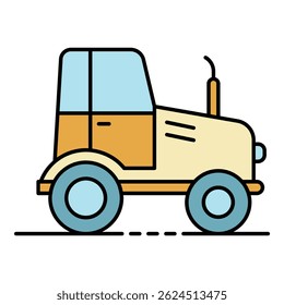 Farm tractor icon. Outline farm tractor vector icon color flat isolated