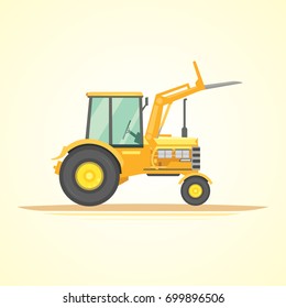 Farm tractor icon vector illustration. Heavy agricultural machinery for field work