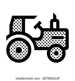 Farm Tractor. IIcon Filled with Dots.