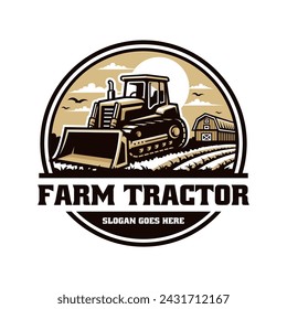 Farm Tractor Illustration Logo Vector