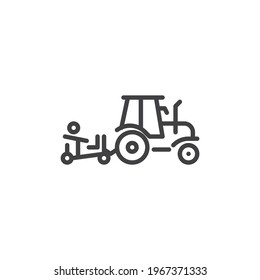 Bauernschlepper-Symbol lineares Stilzeichen für mobiles Konzept und Webdesign. Harvester Traktor Umriss Vektorsymbol. Symbol, Logo-Abbildung. Vektorgrafik