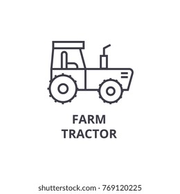 Farm Tractor Line Icon, Outline Sign, Linear Symbol, Vector, Flat Illustration