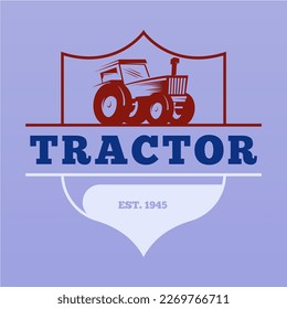 Farm tractor logo design. Tractor logo for agricultural farming. Farm tractor logo design template