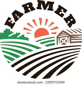 
Farm tractor logo design. Tractor logo for agricultural farming. Farm tractor logo design template