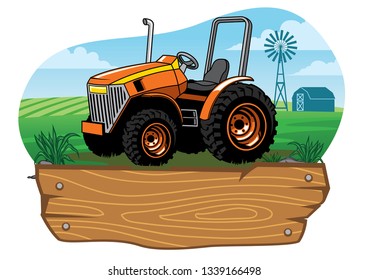 farm tractor on the farming land