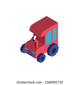farm tractor red in white background vector illustration design