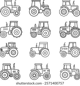 Farm tractor retro sketch. Agricultural machinery vector illustration. Tractors Vector illustration,