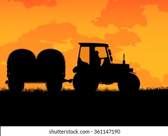 tractor farmer silhouette