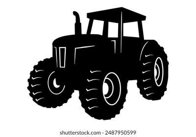 Ackerschlepper Silhouette. Vektorillustration. Landwirtschaft, Landwirtschaft, Fahrzeug.