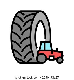 Farm Tractor Tires Color Icon Vector. Farm Tractor Tires Sign. Isolated Symbol Illustration