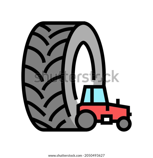 farm tractor tires color icon vector.\
farm tractor tires sign. isolated symbol\
illustration