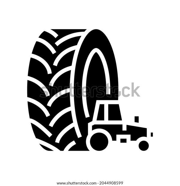 farm tractor tires\
glyph icon vector. farm tractor tires sign. isolated contour symbol\
black illustration