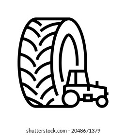 Farm Tractor Tires Line Icon Vector. Farm Tractor Tires Sign. Isolated Contour Symbol Black Illustration