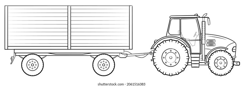 Как нарисовать прицеп трактора