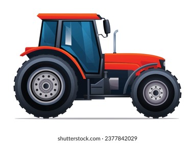 Farm tractor vector cartoon illustration isolated on white background